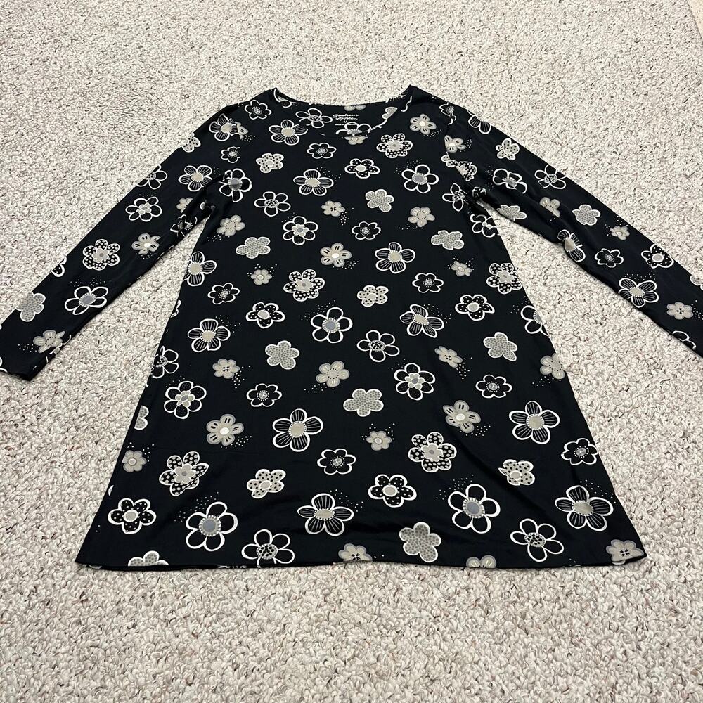 Gudrun Sjoden Floral Long Sleeve Jersey Dress Sz M Lagenlook Feminine Casual